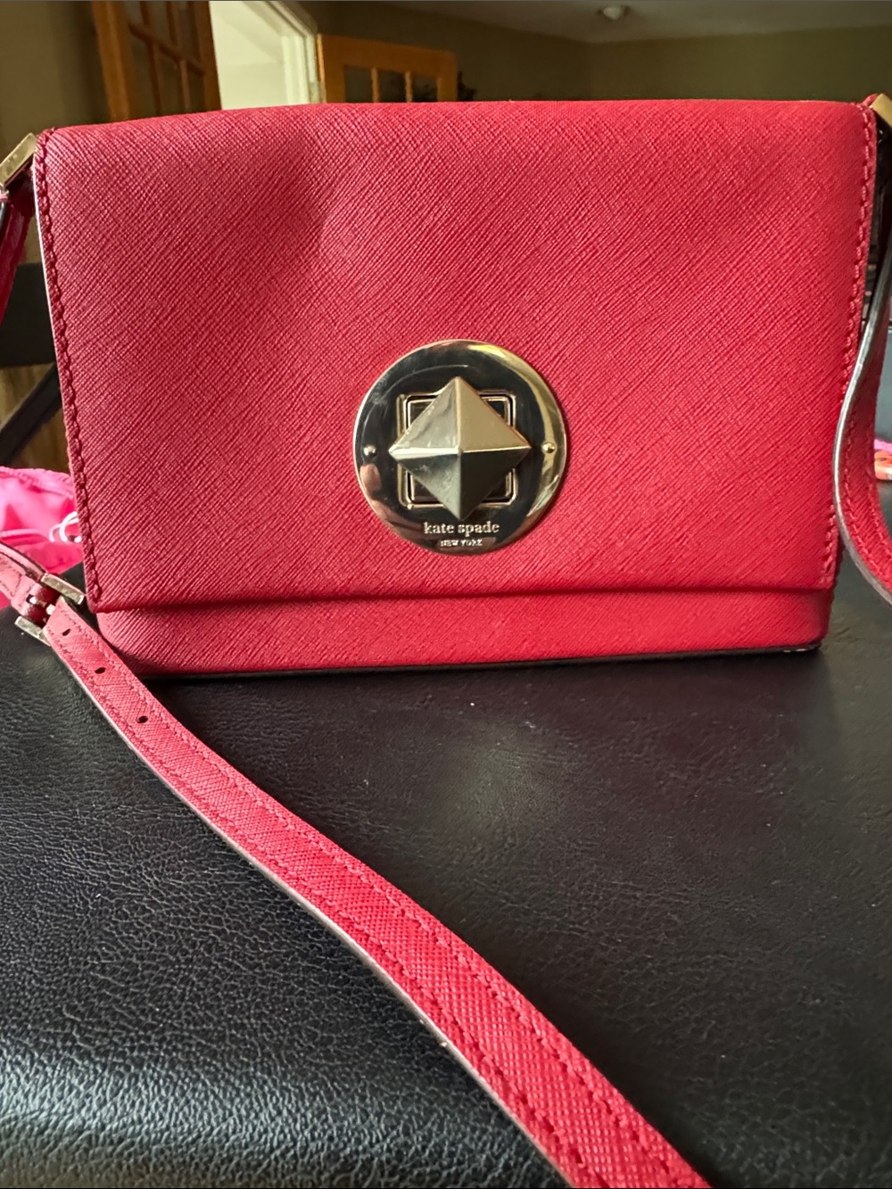 kate spade Red Crossbody with Gold Turnlock Accent